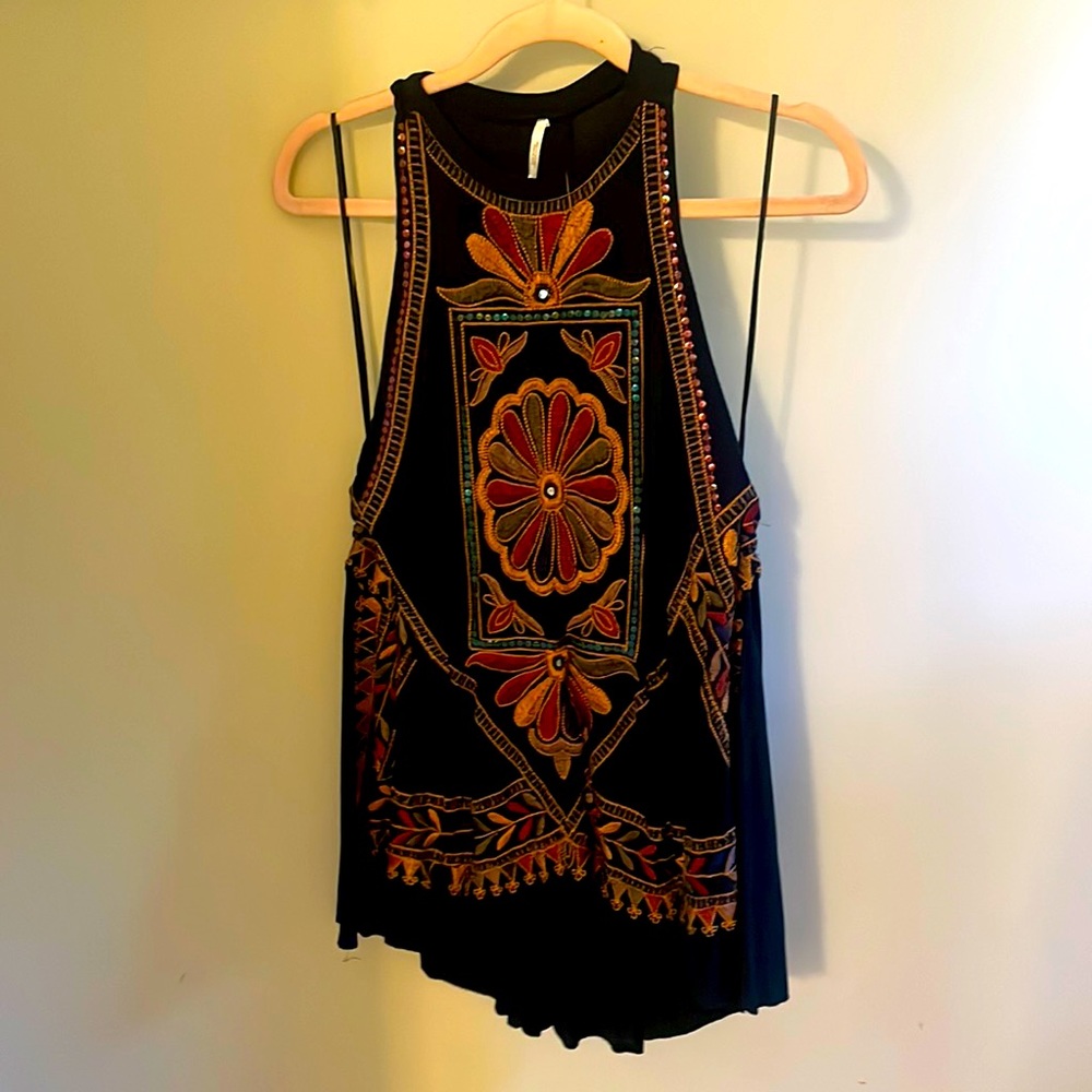 Free People embroidered top.